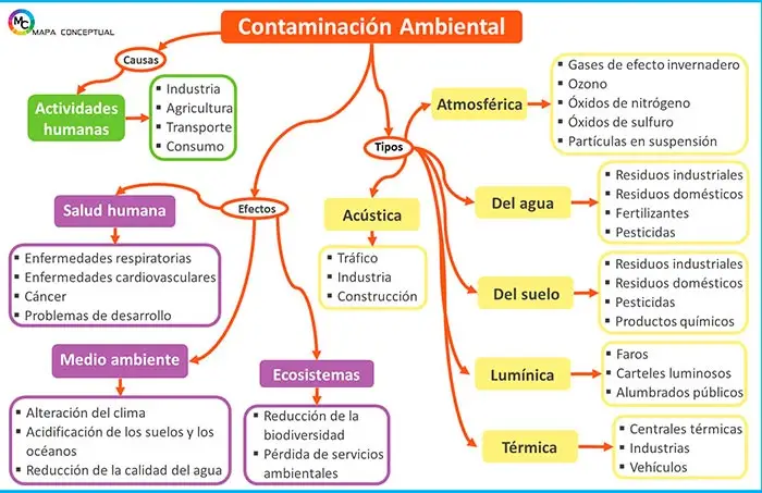 Mapa Conceptual de la Contaminación Ambiental (img) | Sitio Web Oficial mapaconceptual.com.es